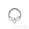 316L SURGICAL STEEL KITE ROUND MULTI CZ SEPTUM HINGED SEGMENT HOOP RING